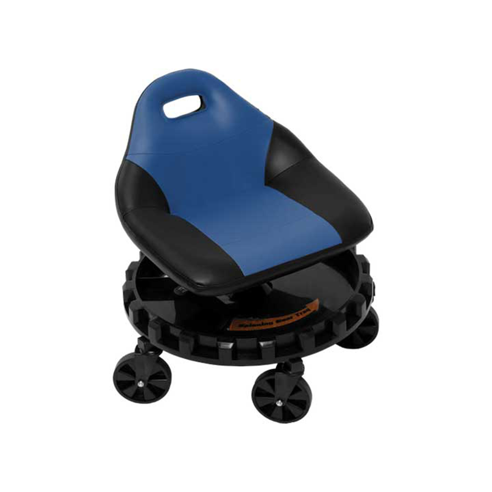 Traxion ProGear Mobile Rolling Racetrack-Style Shop Seat — 13.5in.–17.5in. Adjustable Height, 5in. All-Terrain Casters, Blue, Gear Tray, Model# TXN2-701